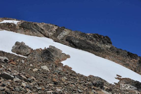 Chegando às primeiras neves na trilha ao Cerro Piltriquitrón, em El Bolsón, na Argentina